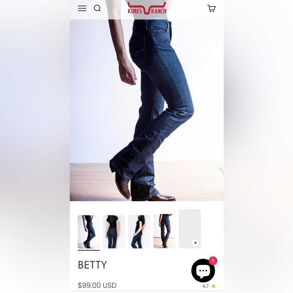 Kimes Betty Jeans, Like New 4/38